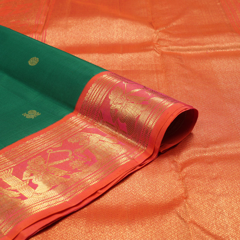 Hayagrivas Handloom Pure Kanjivaram Silk Saree in Attractive Green KBE439E2-1