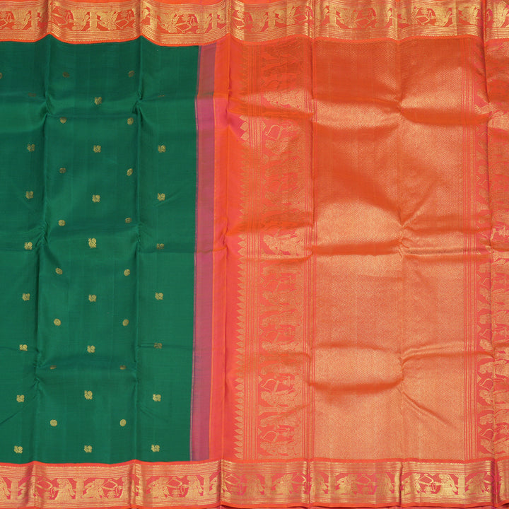 Hayagrivas Handloom Pure Kanjivaram Silk Saree in Attractive Green KBE439E2-1