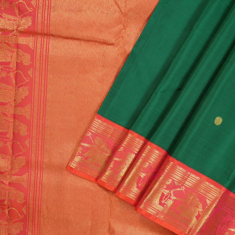 Hayagrivas Handloom Pure Kanjivaram Silk Saree in Attractive Green KBE439E2-1