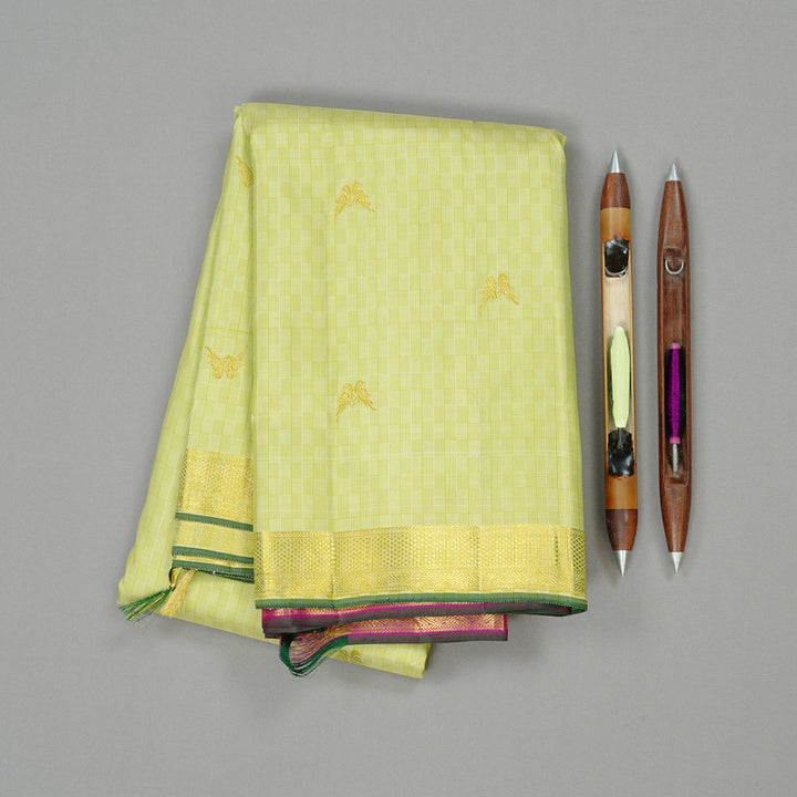 Hayagrivas Apple Green Handloom Kanjivaram Silk Saree KBE43D3-1