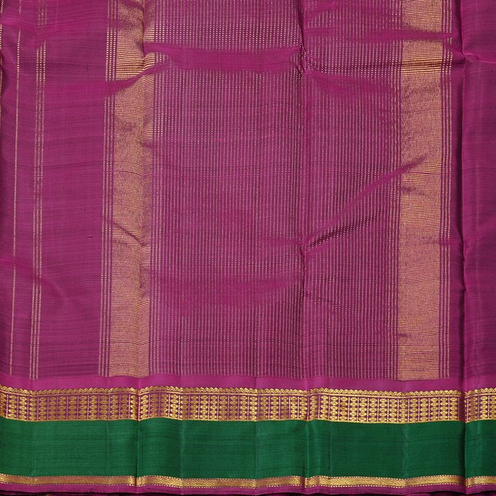 Hayagrivas Mustard Yellow Handloom Kanjivaram Silk Saree with Bottle Green Border KBE43D6-1