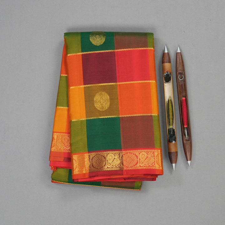 Hayagrivas Handloom Pure Kanjivaram Silk Saree in Striking Multi-Colour Checks KBE440E3-2
