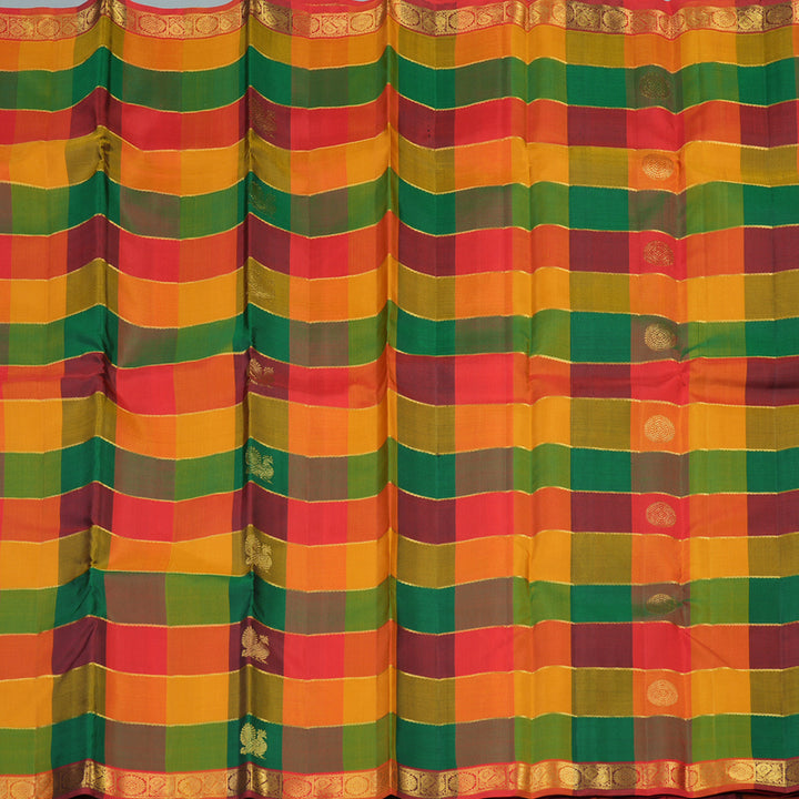 Hayagrivas Handloom Pure Kanjivaram Silk Saree in Striking Multi-Colour Checks KBE440E3-2