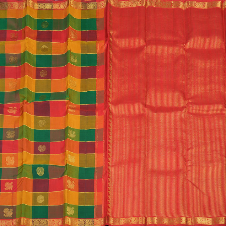Hayagrivas Handloom Pure Kanjivaram Silk Saree in Striking Multi-Colour Checks KBE440E3-2