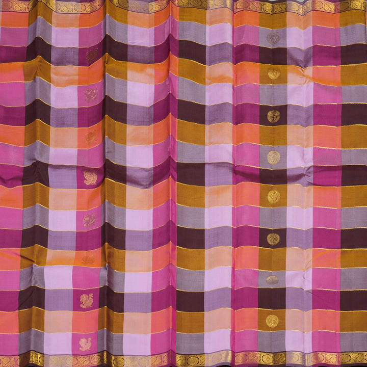 Hayagrivas Handloom Pure Kanjivaram Silk Saree in Radiant Multi-Colour Checks KBE440E3-3