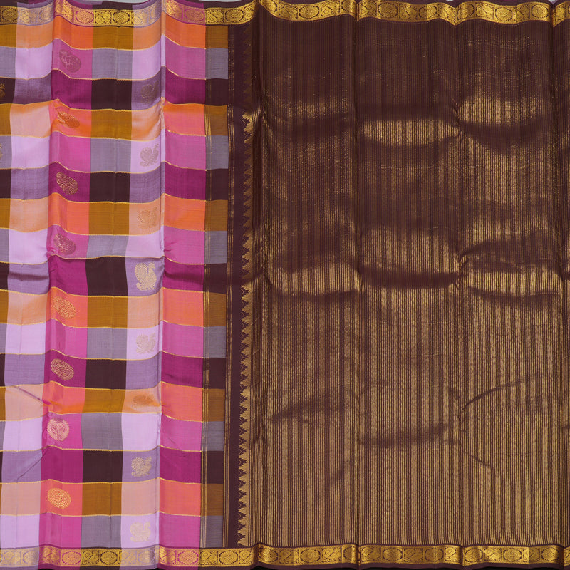 Hayagrivas Handloom Pure Kanjivaram Silk Saree in Radiant Multi-Colour Checks KBE440E3-3