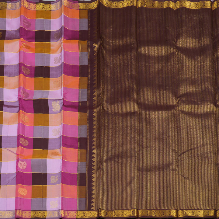 Hayagrivas Handloom Pure Kanjivaram Silk Saree in Radiant Multi-Colour Checks KBE440E3-3
