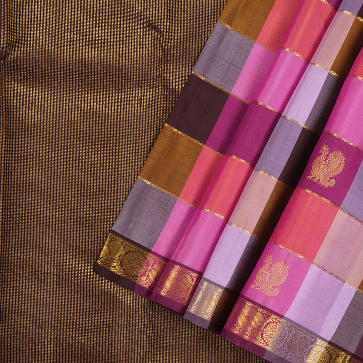Hayagrivas Handloom Pure Kanjivaram Silk Saree in Radiant Multi-Colour Checks KBE440E3-3
