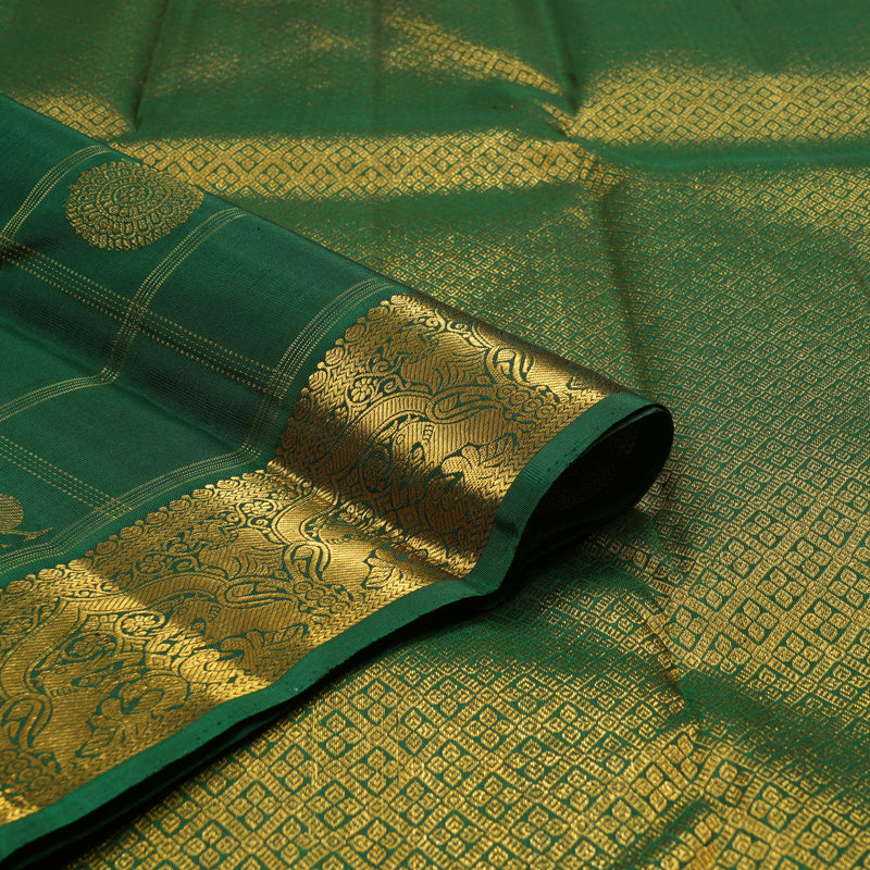 Hayagrivas Handloom Pure Kanjivaram Silk Saree in Vibrant Green KBE440E5-1