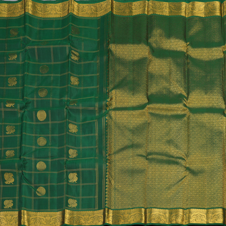 Hayagrivas Handloom Pure Kanjivaram Silk Saree in Vibrant Green KBE440E5-1