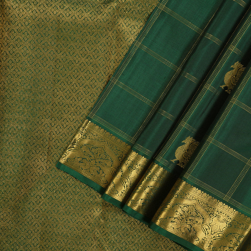 Hayagrivas Handloom Pure Kanjivaram Silk Saree in Vibrant Green KBE440E5-1