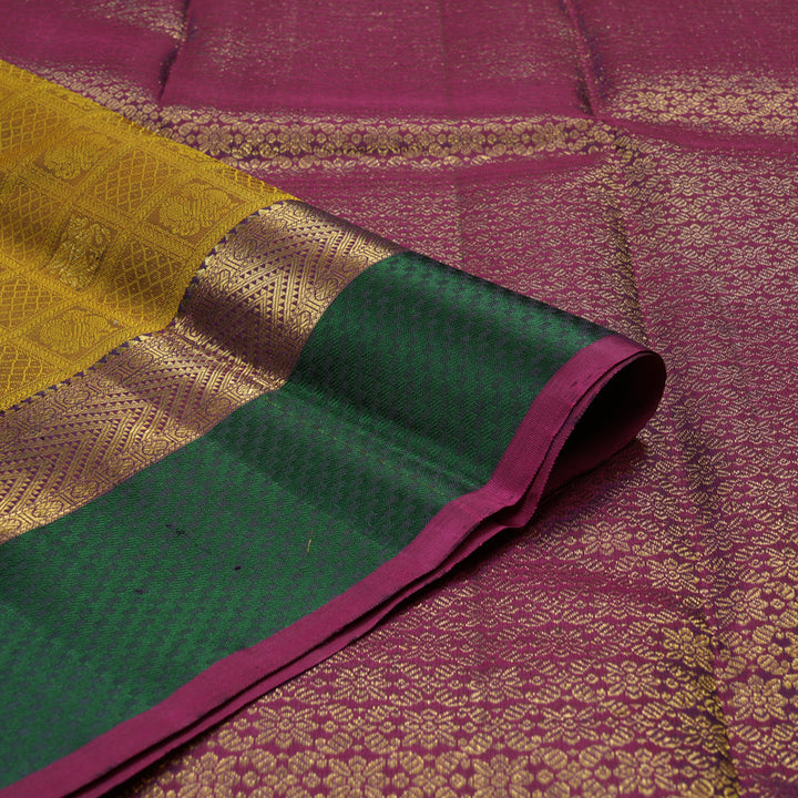 Hayagrivas Handloom Pure Kanjivaram Silk Saree in Intense Honey Mustard KBE441E12-1