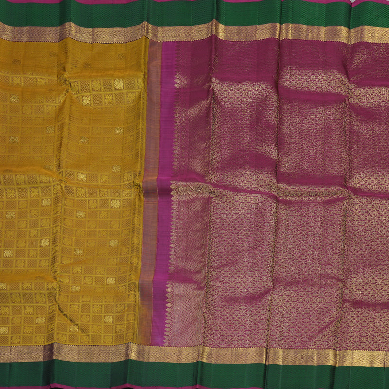 Hayagrivas Handloom Pure Kanjivaram Silk Saree in Intense Honey Mustard KBE441E12-1