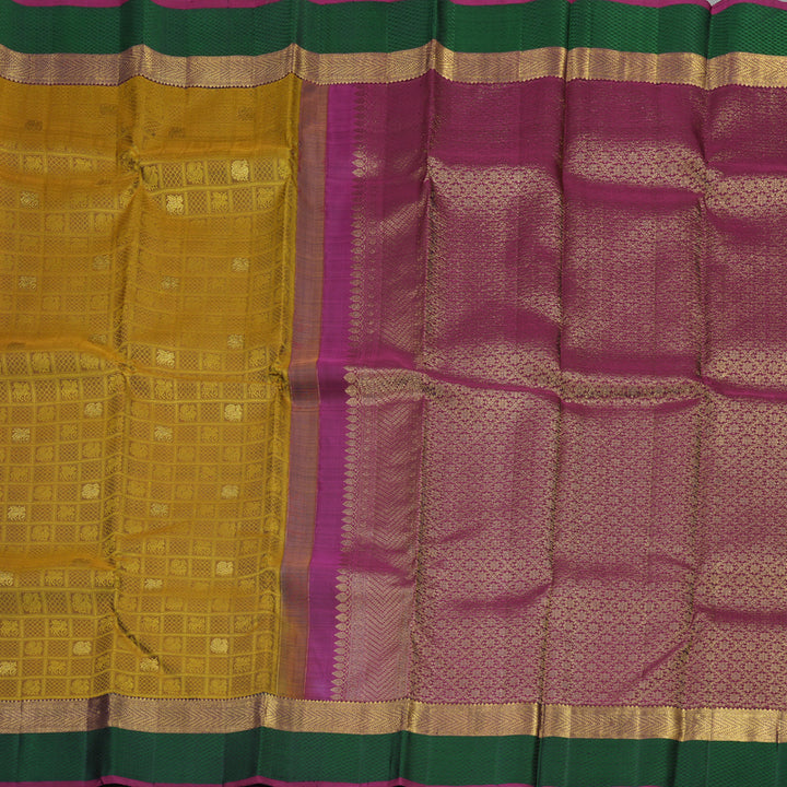 Hayagrivas Handloom Pure Kanjivaram Silk Saree in Intense Honey Mustard KBE441E12-1