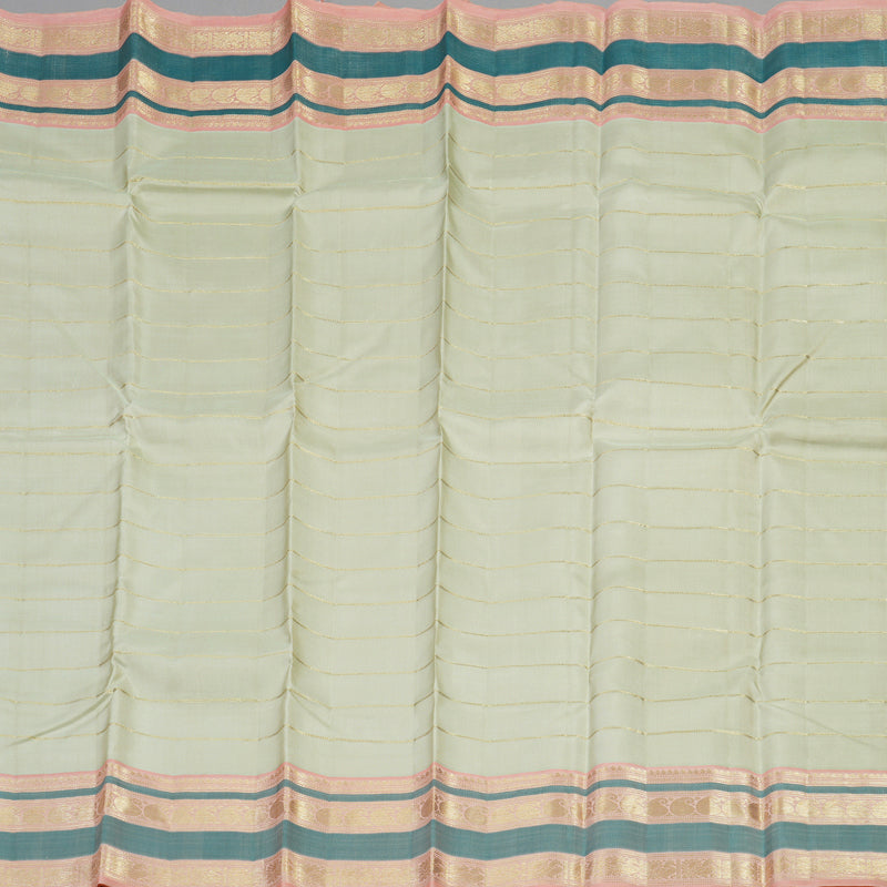 Hayagrivas Handloom Pure Kanjivaram Silk Saree in Tranquil Half White KBE441E14-1