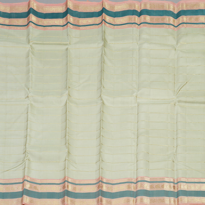 Hayagrivas Handloom Pure Kanjivaram Silk Saree in Tranquil Half White KBE441E14-1