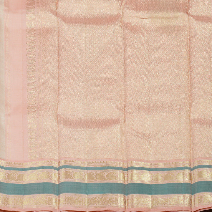 Hayagrivas Handloom Pure Kanjivaram Silk Saree in Tranquil Half White KBE441E14-1