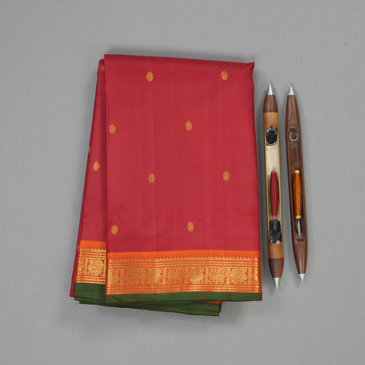 Hayagrivas Handloom Pure Kanjivaram Silk Saree in Lustrous Maroon KBE441E20-1