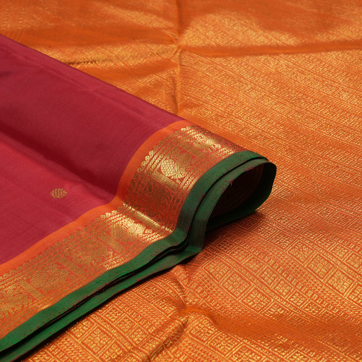 Hayagrivas Handloom Pure Kanjivaram Silk Saree in Lustrous Maroon KBE441E20-1