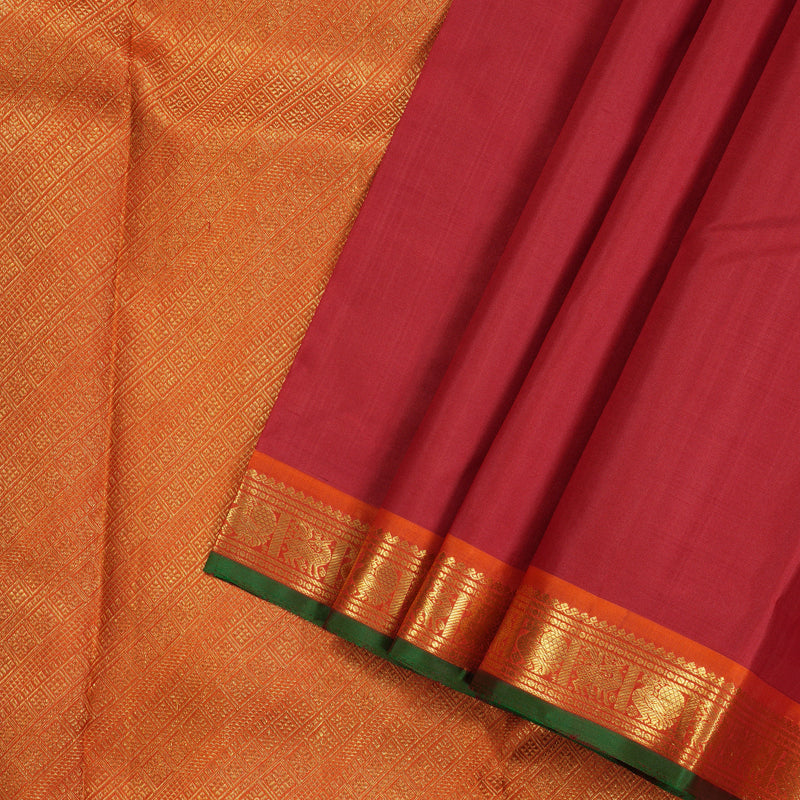 Hayagrivas Handloom Pure Kanjivaram Silk Saree in Lustrous Maroon KBE441E20-1
