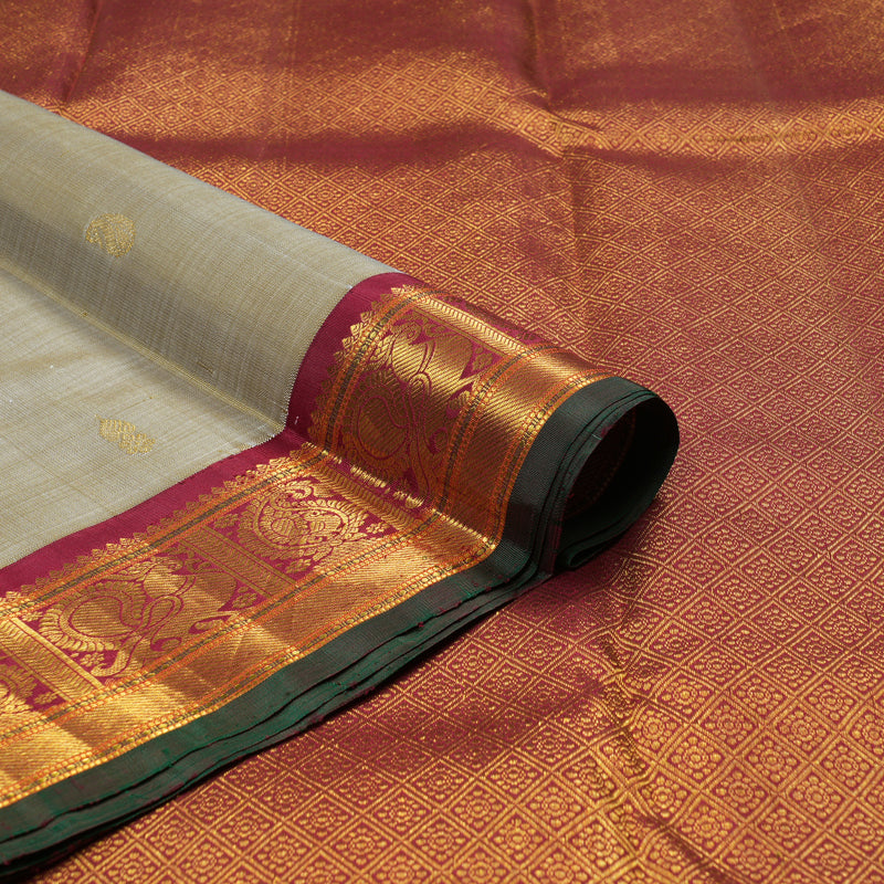 Hayagrivas Handloom Pure Kanjivaram Silk Saree in Glorious Sandal Beige KBE441E8-1