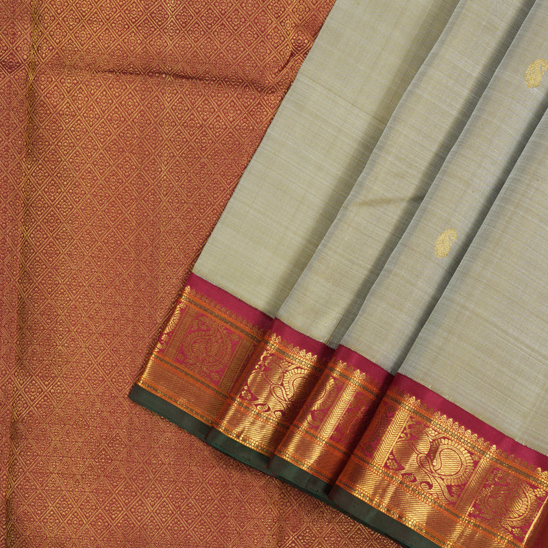 Hayagrivas Handloom Pure Kanjivaram Silk Saree in Glorious Sandal Beige KBE441E8-1