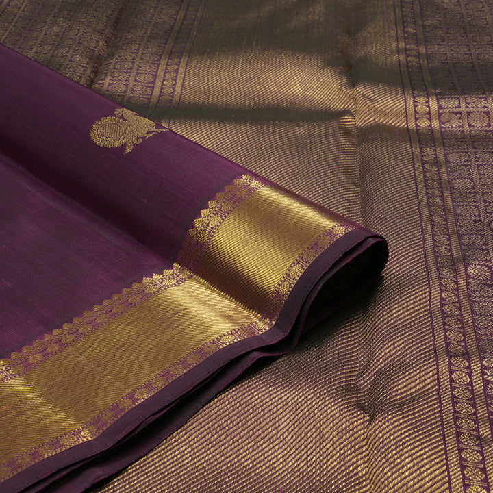 Hayagrivas Handloom Pure Kanjivaram Silk Saree in Opulent Dark Purple KBE443E1-1