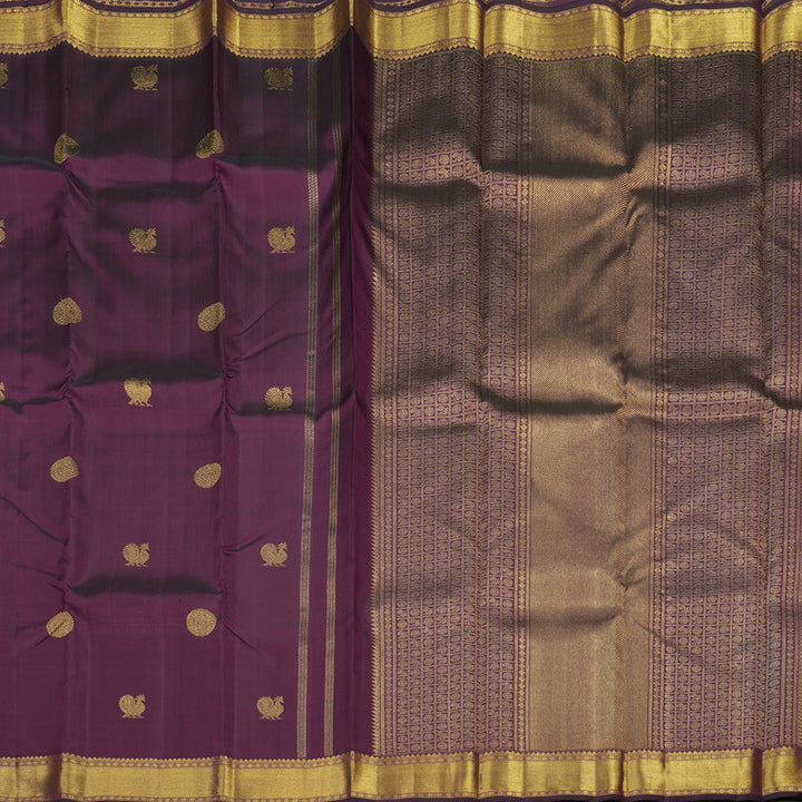 Hayagrivas Handloom Pure Kanjivaram Silk Saree in Opulent Dark Purple KBE443E1-1