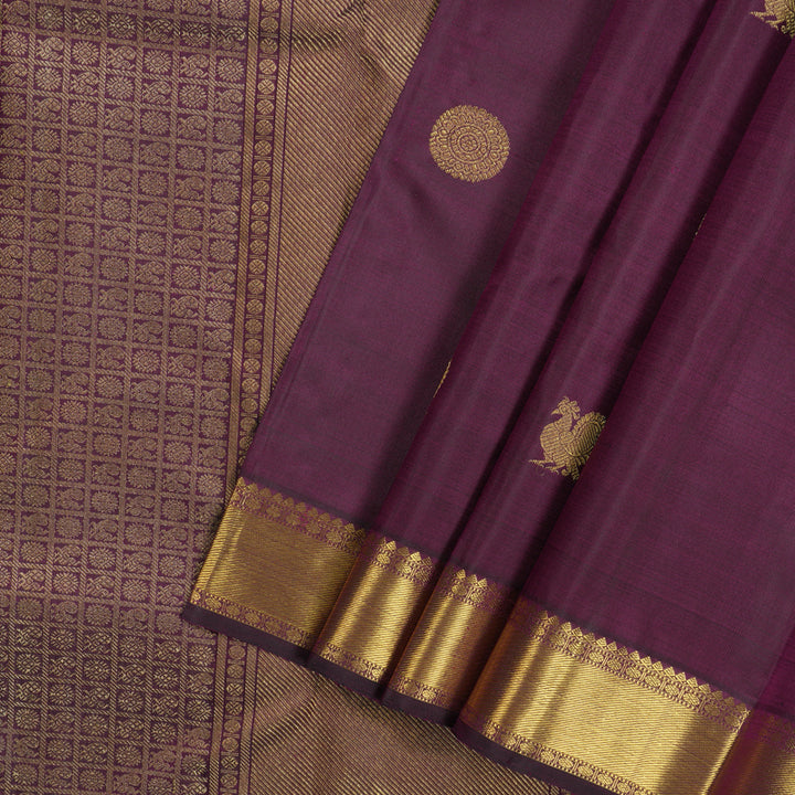 Hayagrivas Handloom Pure Kanjivaram Silk Saree in Opulent Dark Purple KBE443E1-1