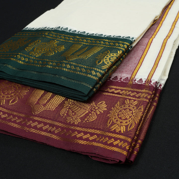Hayagrivas Handloom 10*6 Cotton Dhoti 5 INCH KBE603F2-1