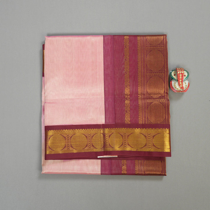 Hayagrivas Handloom Kanjivaram silk cotton saree in Baby pink with maroonish pink KBE446E1-10