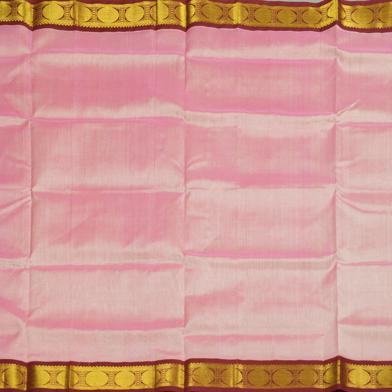 Hayagrivas Handloom Kanjivaram silk cotton saree in Baby pink with maroonish pink KBE446E1-10