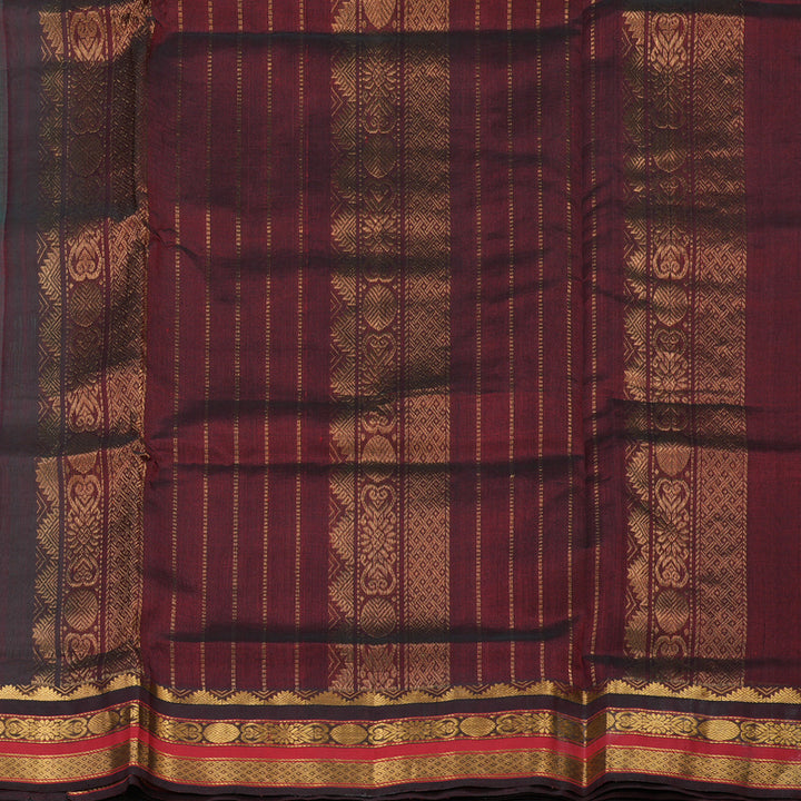 Hayagrivas Handloom Pure Silk Cotton Saree in Sea Green with Dark Maroon KBE446E1-18