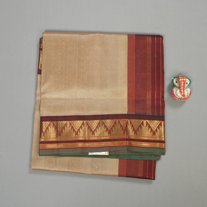 Hayagrivas Handloom kanjivaram silk cotton saree in Sandal with maroon KBE446E1-19