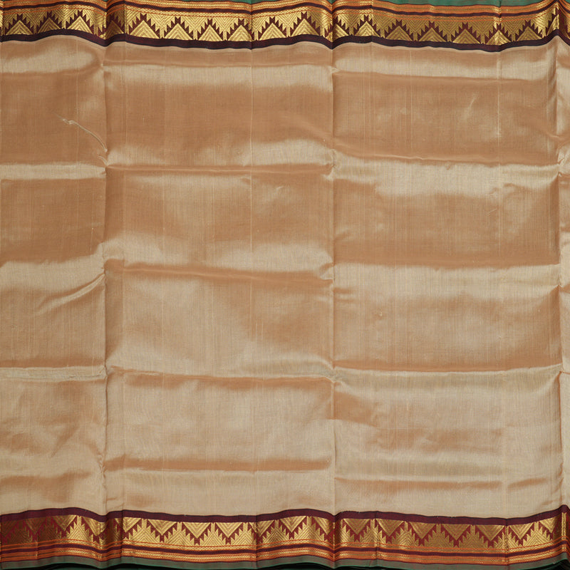 Hayagrivas Handloom kanjivaram silk cotton saree in Sandal with maroon KBE446E1-19