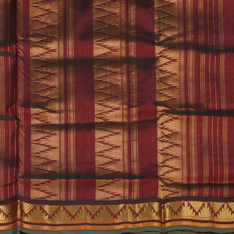 Hayagrivas Handloom kanjivaram silk cotton saree in Sandal with maroon KBE446E1-19