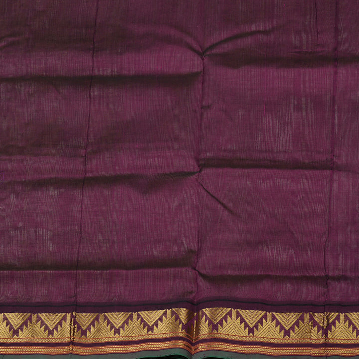 Hayagrivas Handloom Pure Silk Cotton Saree in Sandal with Dark Purple KBE446E1-22