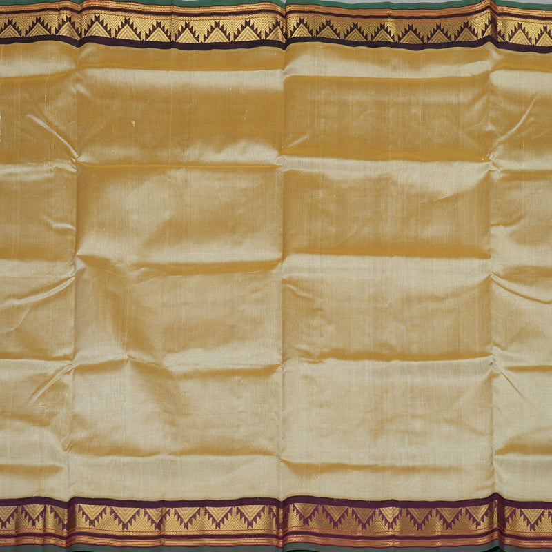 Hayagrivas Handloom Pure Silk Cotton Saree in Sandal with Dark Purple KBE446E1-22