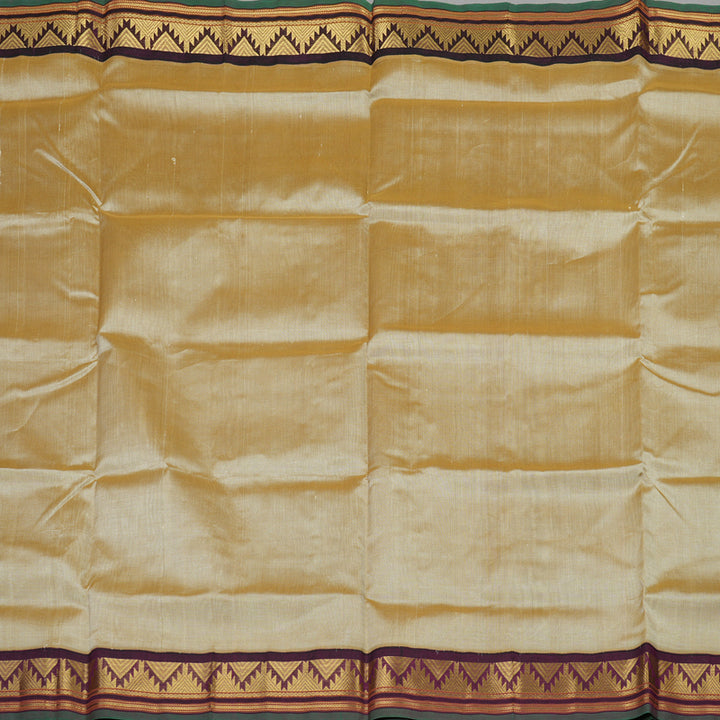 Hayagrivas Handloom Pure Silk Cotton Saree in Sandal with Dark Purple KBE446E1-22