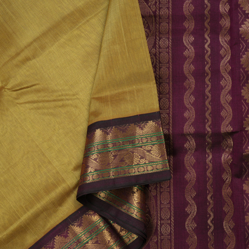 Hayagrivas Handloom Pure Silk Cotton Saree in Ethereal Sandal KBE446E1-23