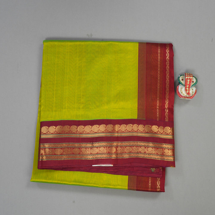 Hayagrivas Handloom Pure Silk Cotton Saree in Striking Fluorescent Green KBE446E1-24