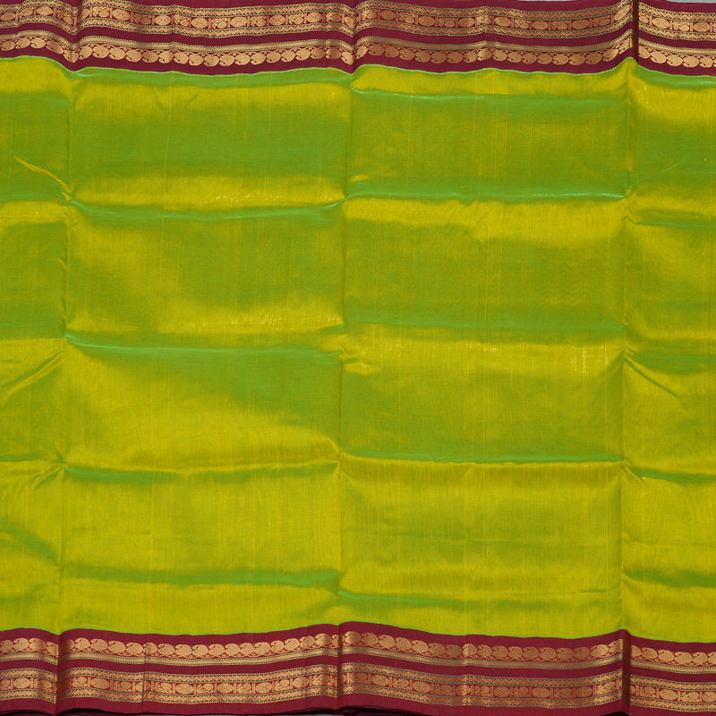 Hayagrivas Handloom Pure Silk Cotton Saree in Striking Fluorescent Green KBE446E1-24