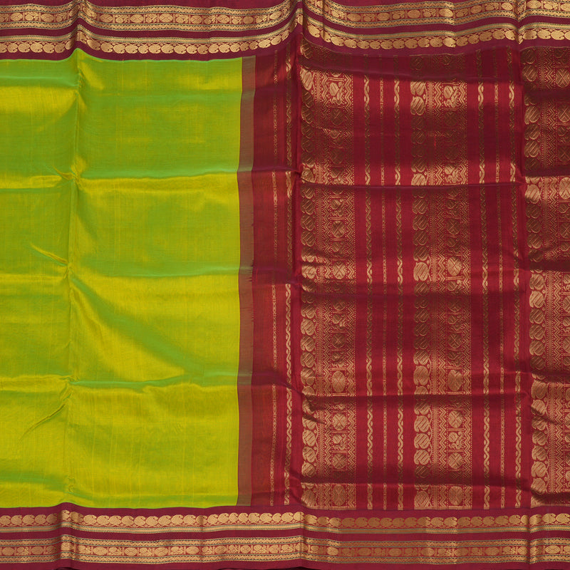 Hayagrivas Handloom Pure Silk Cotton Saree in Striking Fluorescent Green KBE446E1-24