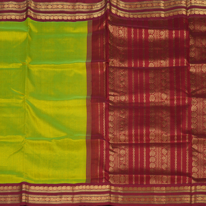 Hayagrivas Handloom Pure Silk Cotton Saree in Striking Fluorescent Green KBE446E1-24