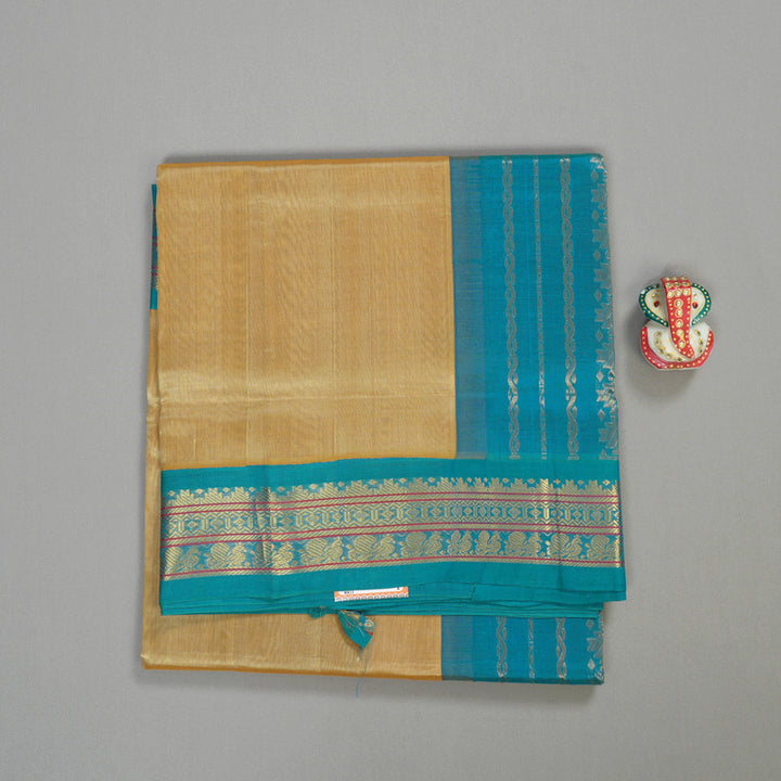 Hayagrivas Handloom kanjivaram silk cotton saree in Sandal with Sky blue KBE446E1-9