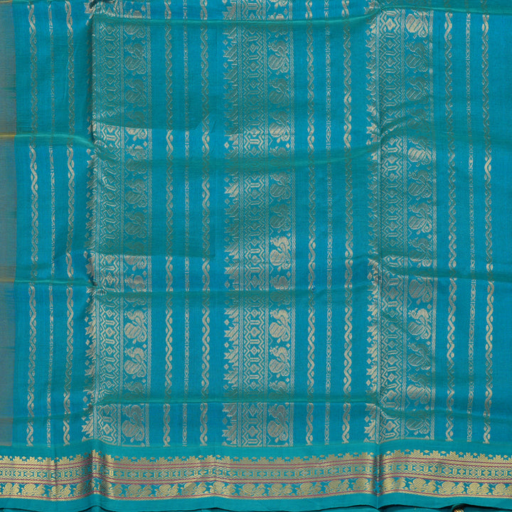 Hayagrivas Handloom kanjivaram silk cotton saree in Sandal with Sky blue KBE446E1-9