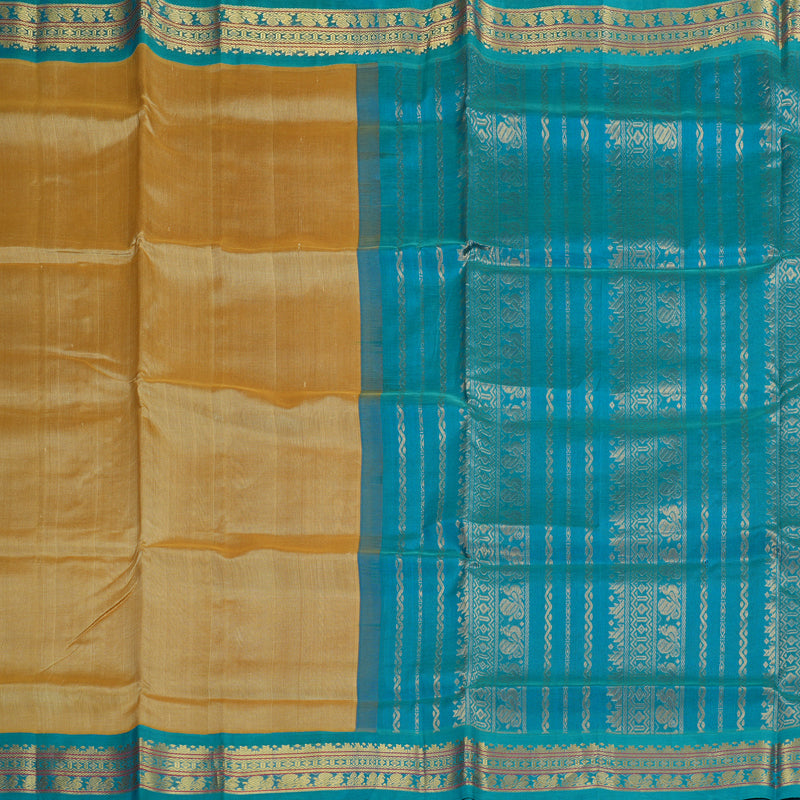 Hayagrivas Handloom kanjivaram silk cotton saree in Sandal with Sky blue KBE446E1-9