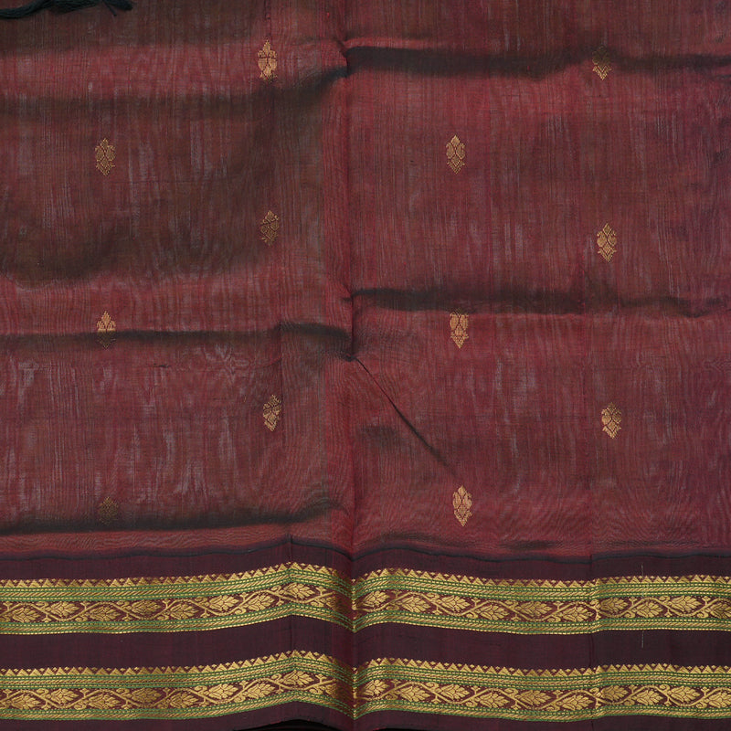 Hayagrivas Handloom Pure Silk Cotton Saree in Sandal with Dark Maroon KBE446E10-7