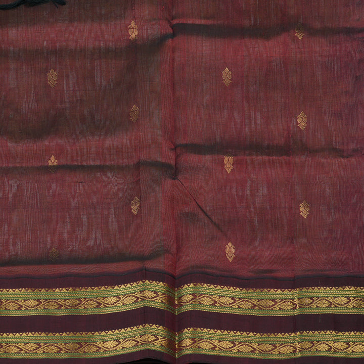 Hayagrivas Handloom Pure Silk Cotton Saree in Sandal with Dark Maroon KBE446E10-7