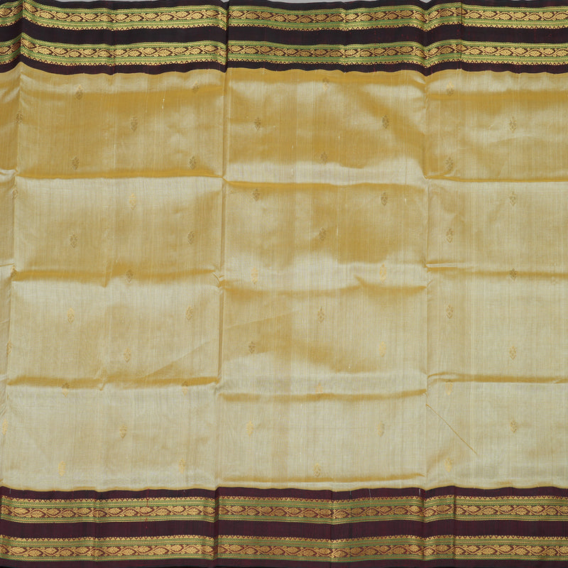 Hayagrivas Handloom Pure Silk Cotton Saree in Sandal with Dark Maroon KBE446E10-7